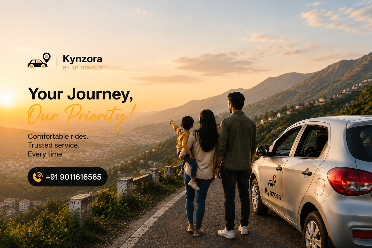 Kynzora by KP Travels cab service with a family enjoying a scenic mountain journey