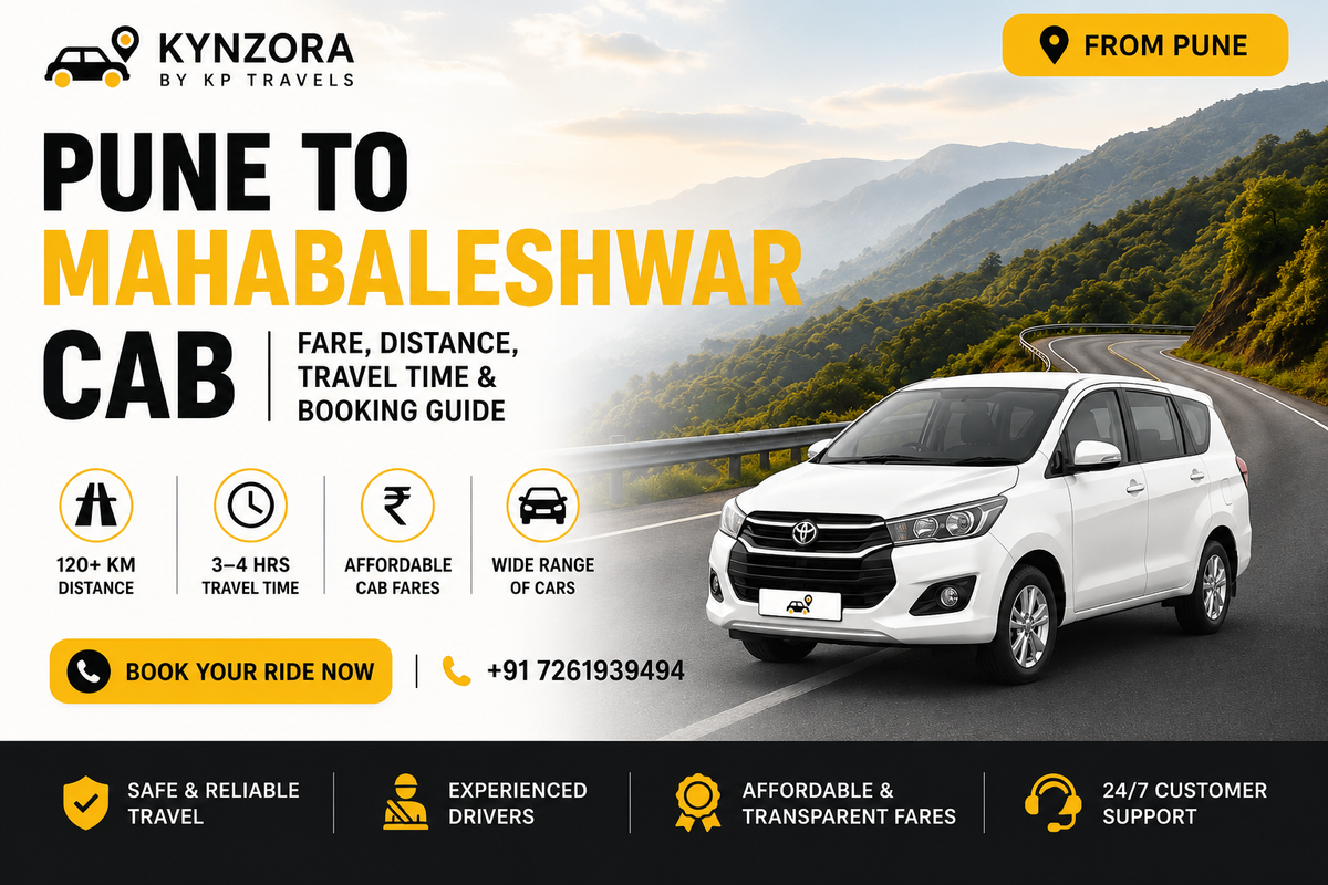 Kynzora Pune to Mahabaleshwar cab with scenic mountain road