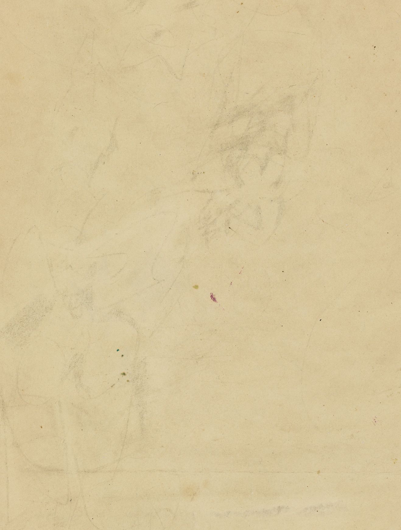 An erased piece of paper, with faint traces of a former drawing.
