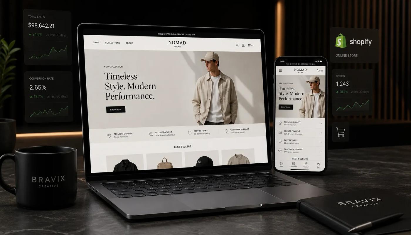 Shopify ile profesyonel e-ticaret sitesi tasarımı ve mobil alışveriş deneyimi