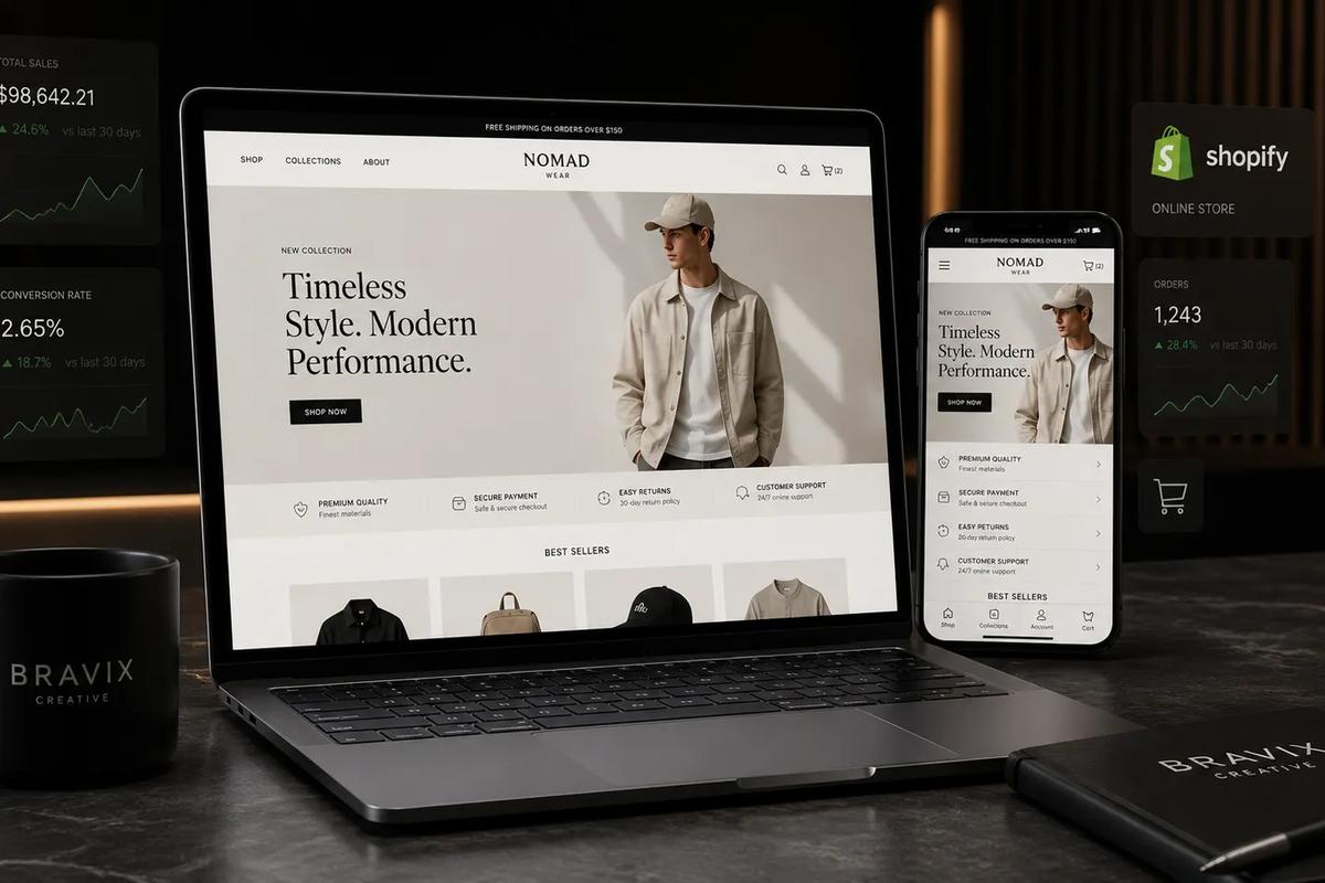 Shopify ile profesyonel e-ticaret sitesi tasarımı ve mobil alışveriş deneyimi