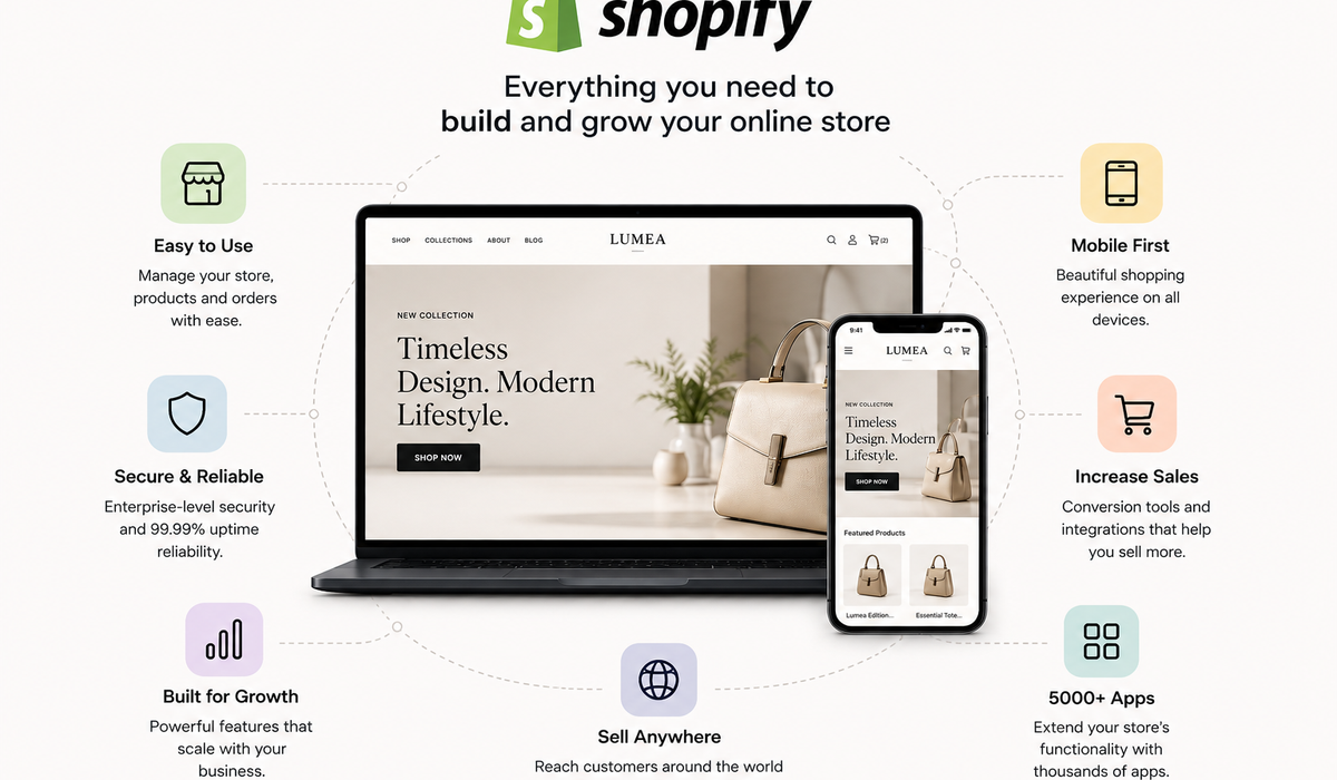 Shopify e-ticaret platformunun mağaza yönetimi, mobil deneyim ve büyüme avantajları