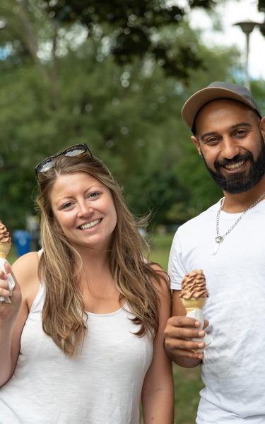 A couple enjoying some ice cream
