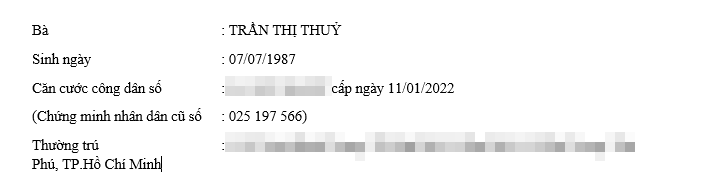 Kết quả sau khi dán vào văn bản