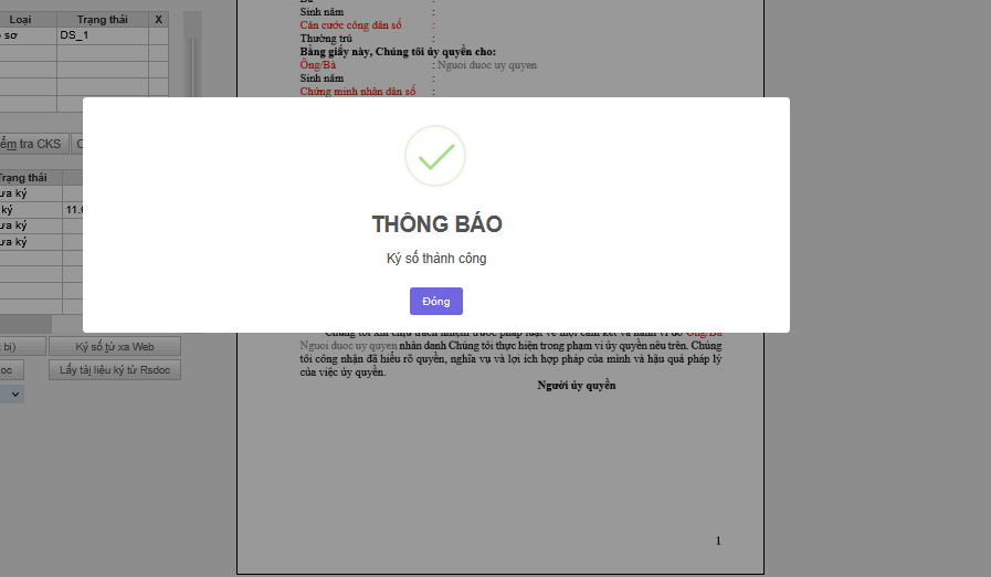 CENM tự nhảy thông báo thành công