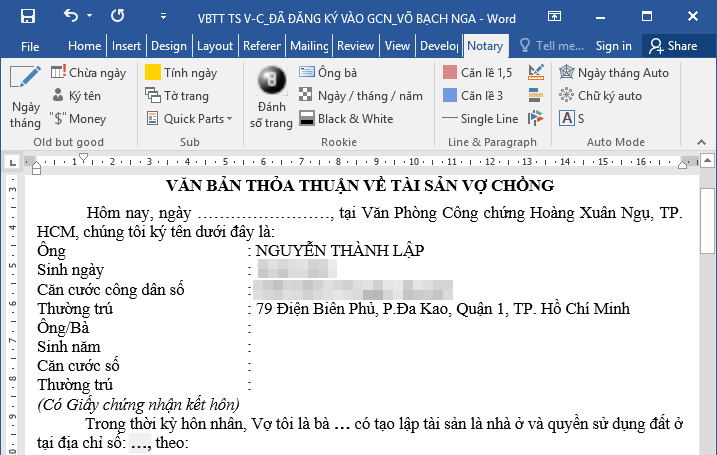 Dán thông tin đã copy vào văn bản