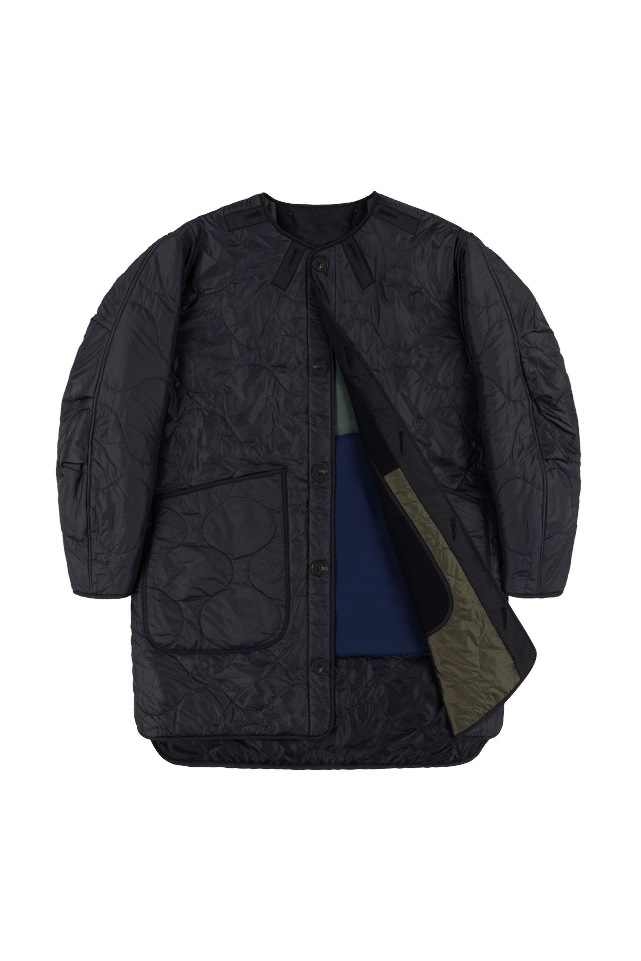 Wool Patchwork Signature Quilt Jacket - Navy / Black