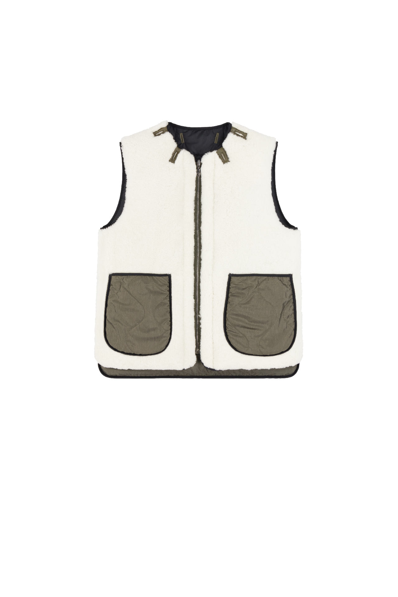 Shareable Shearling & Down Vest - Black / Natural | MARFA STANCE