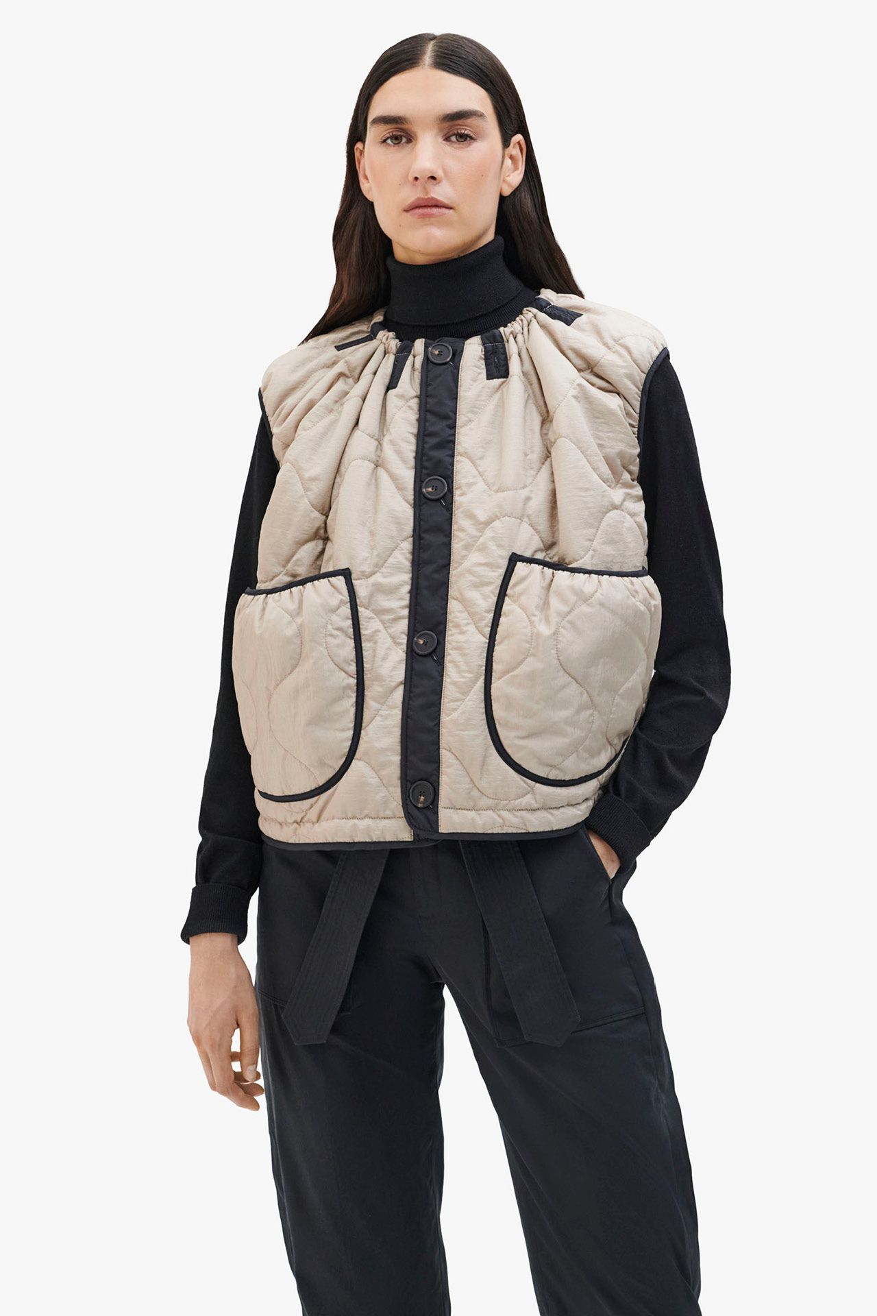 Parachute Quilt Vest - Black / Stone