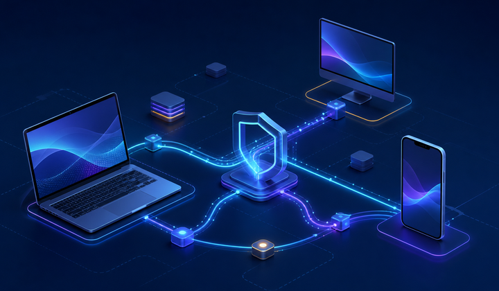 Generic desktop and mobile devices connected through abstract routing paths