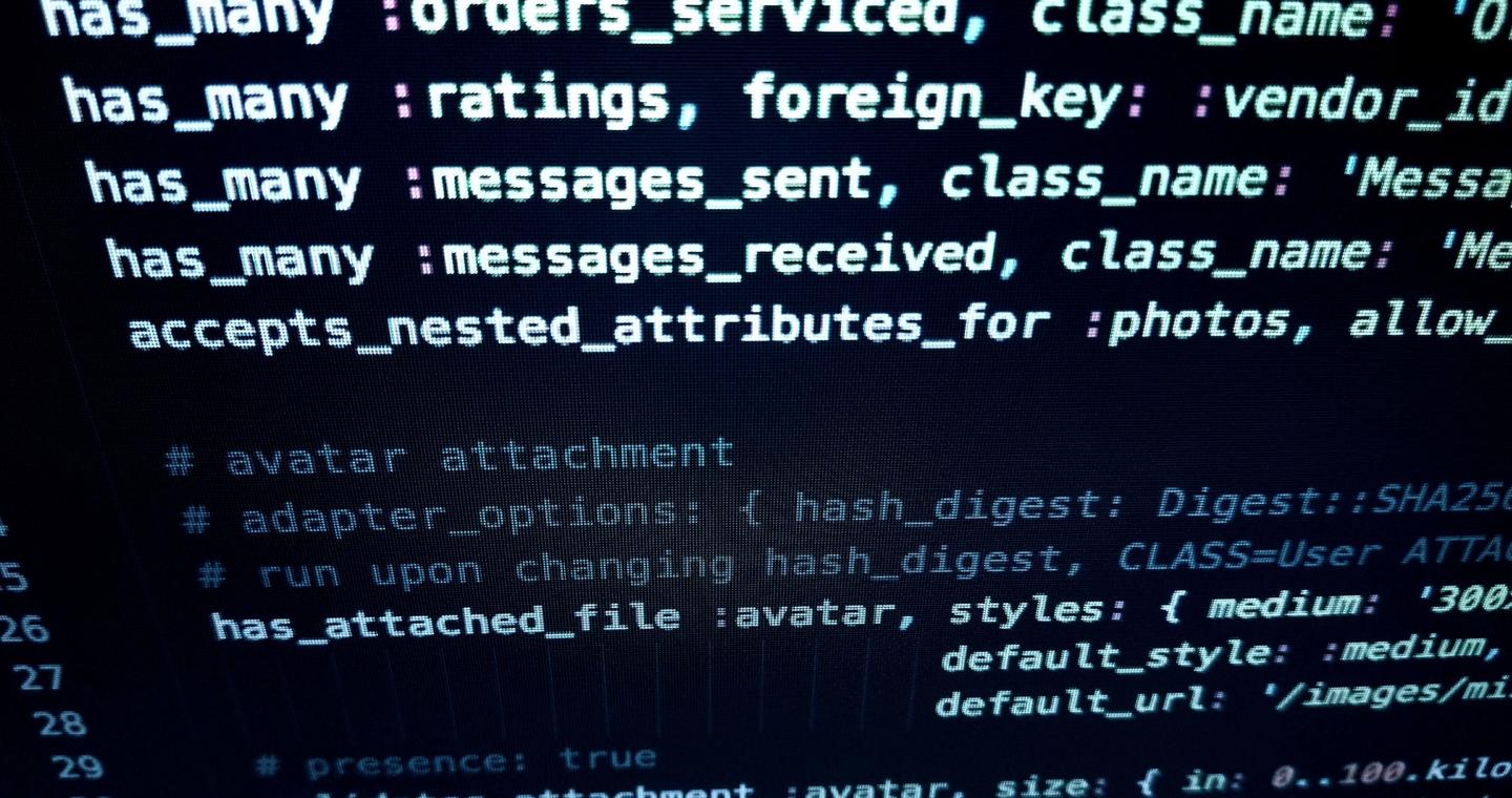 A close-up of source code on a computer screen.
