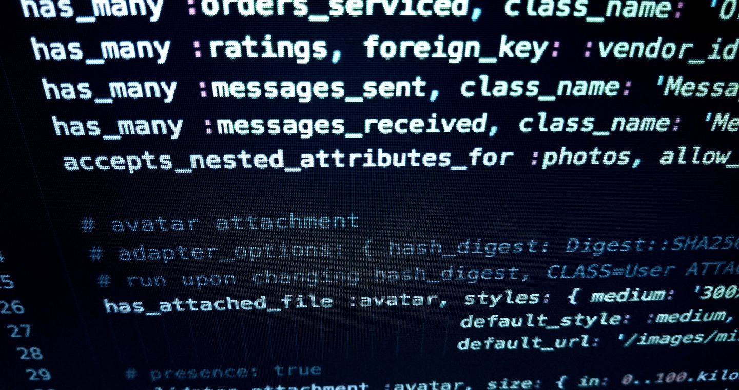 A close-up of source code on a computer screen.