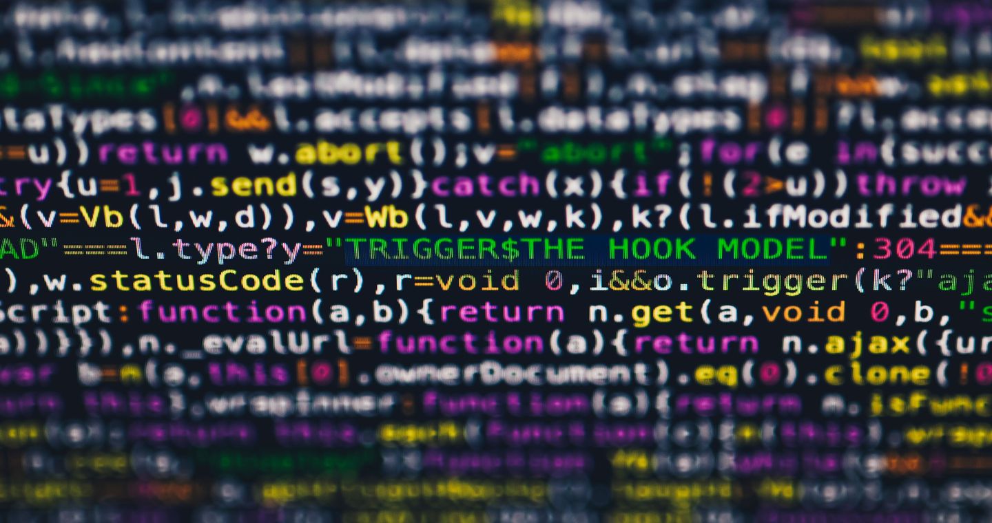 Colorful source code displayed on a computer screen.