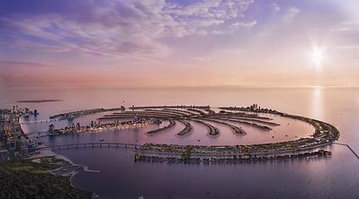 Aerial render of Palm Jebel Ali masterplan by Nakheel, Dubai