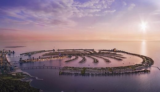 Aerial render of Palm Jebel Ali masterplan by Nakheel, Dubai