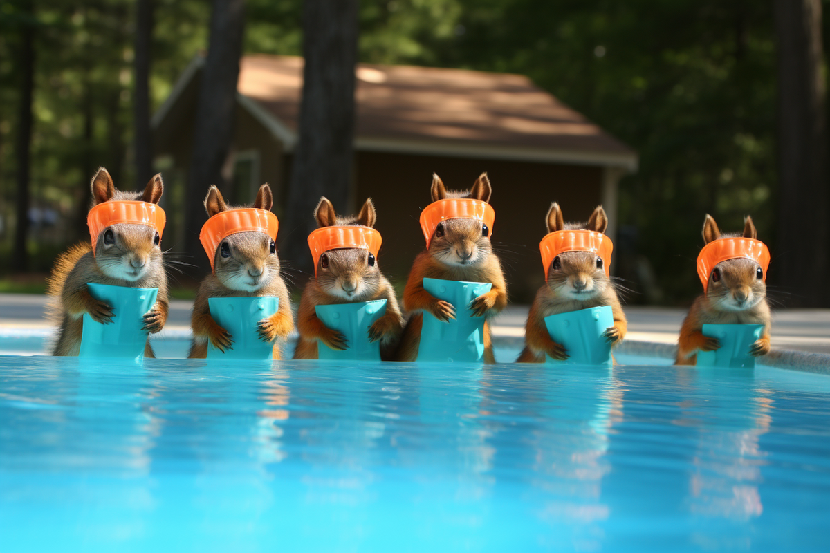 Organizing a family of squirrels in swimsuits to form a synchronized swimming team