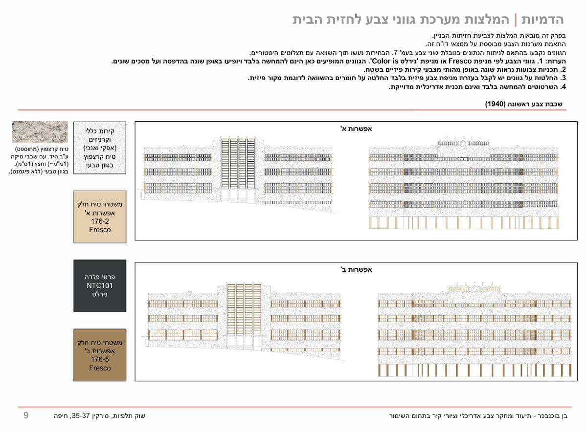 המלצות מערכת גווני צבע לחזיתות