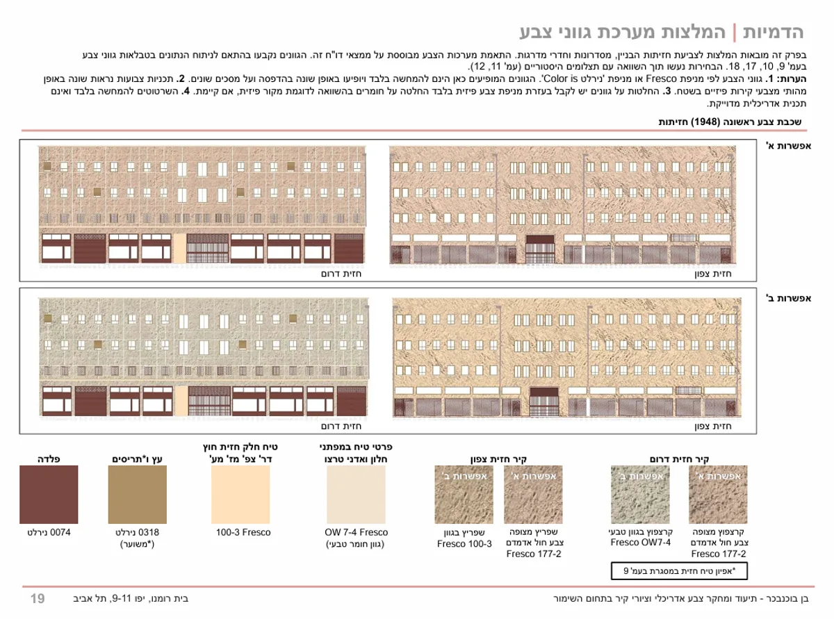 המלצות מערכת צבע לגווני חזית