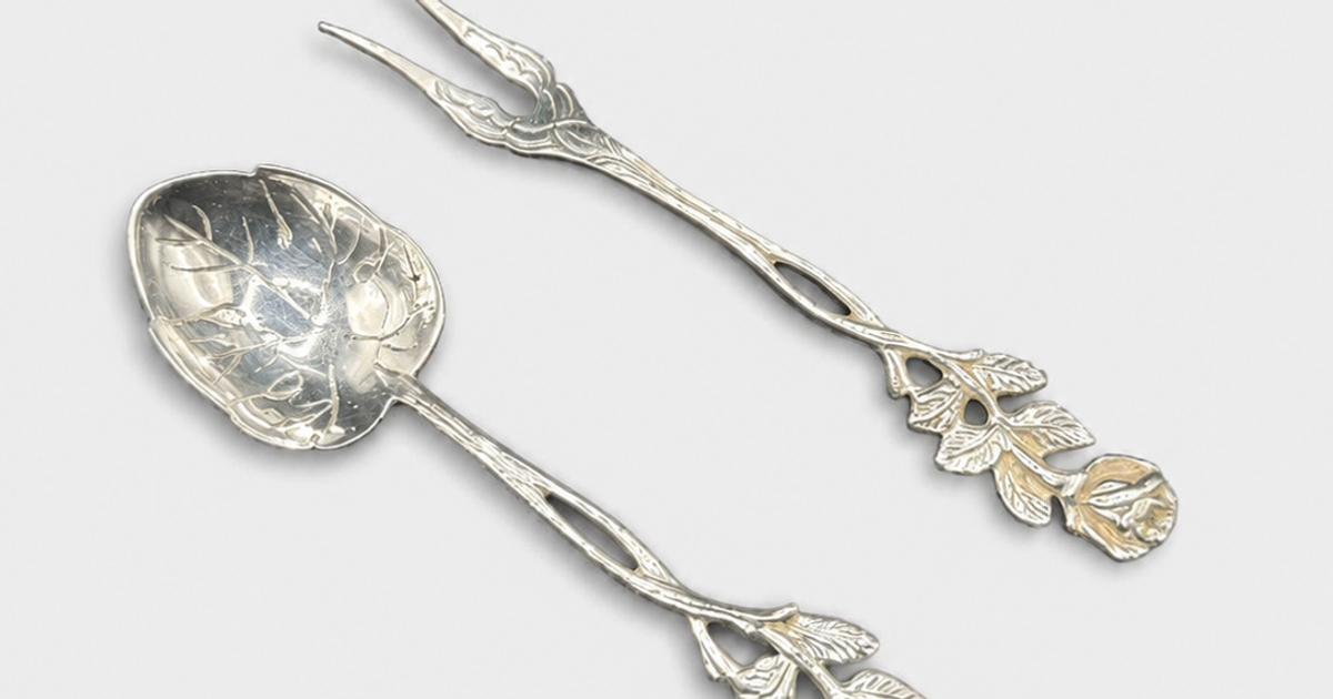German 800 Silver Hildesheim Rose Spoon & Fork Set | Ancestral