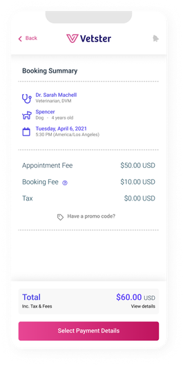 Mock up for booking