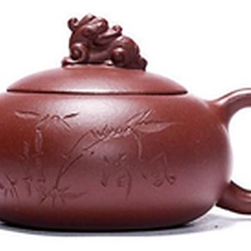 Пурпурный глиняный чайник с изображением дракона объёмом 220 миллилитров