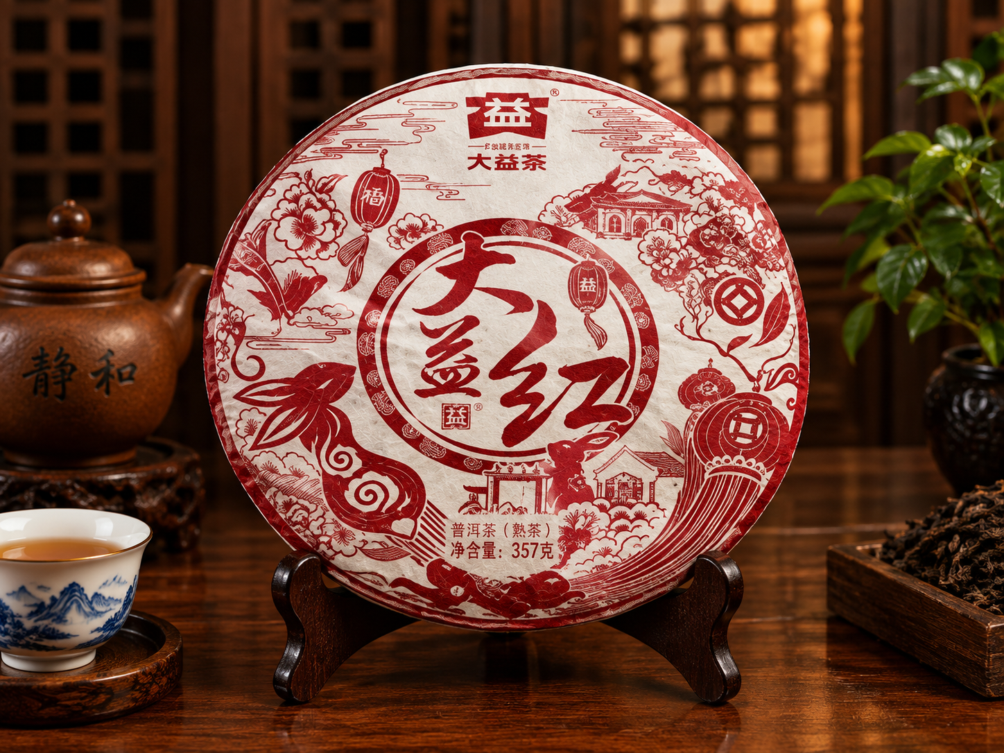 Шу пуэр "Da Yi Hong", чайная фабрика Да И, TAETEA, Мэнхай, Сишуанбаньна, 2023 год, 357 грамм