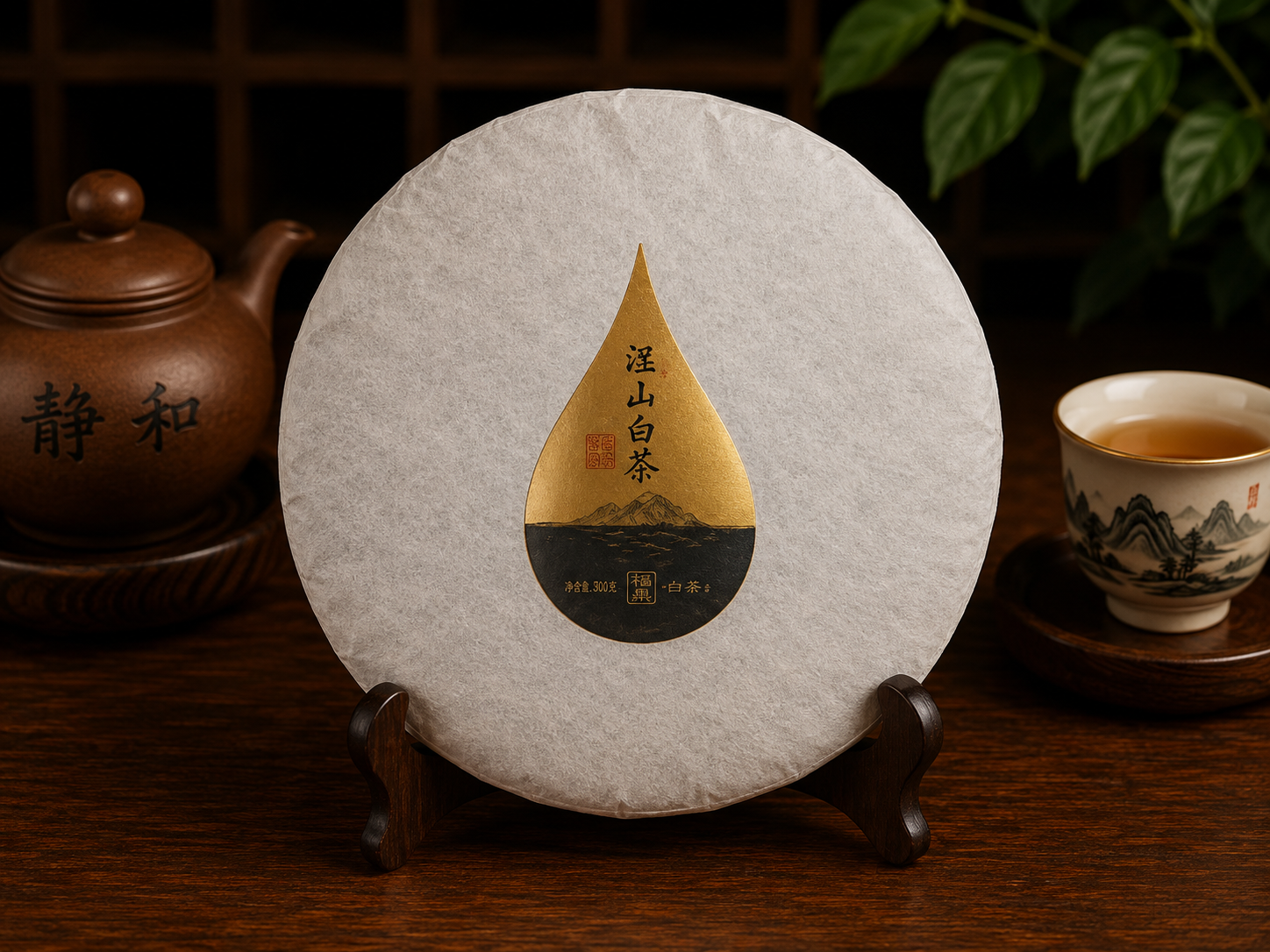 Прессованный белый чай Бай Мудань "Белый пион" 200 грамм, White tea chokolate round