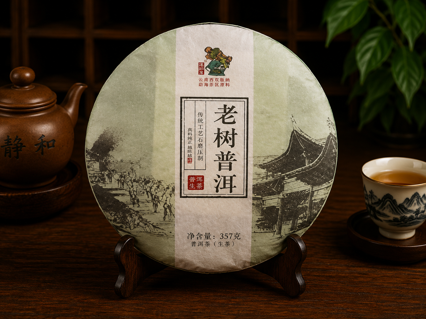 Чай шэн пуэр "Король чайного дерева" Юньнань, чайная фабрика (Cha Shu Wang) Ча Шу Ван, 2016, 357 грамм