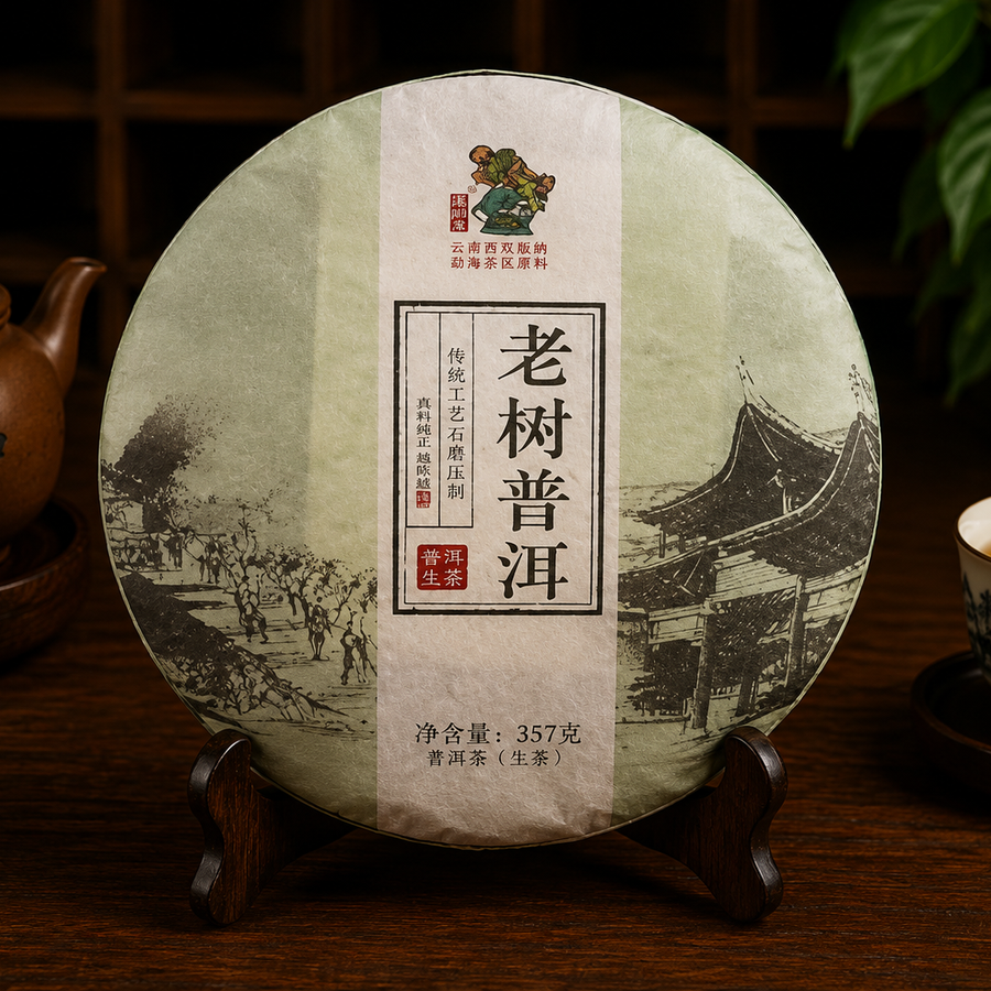 Чай шэн пуэр "Король чайного дерева" Юньнань, чайная фабрика (Cha Shu Wang) Ча Шу Ван, 2016, 357 грамм