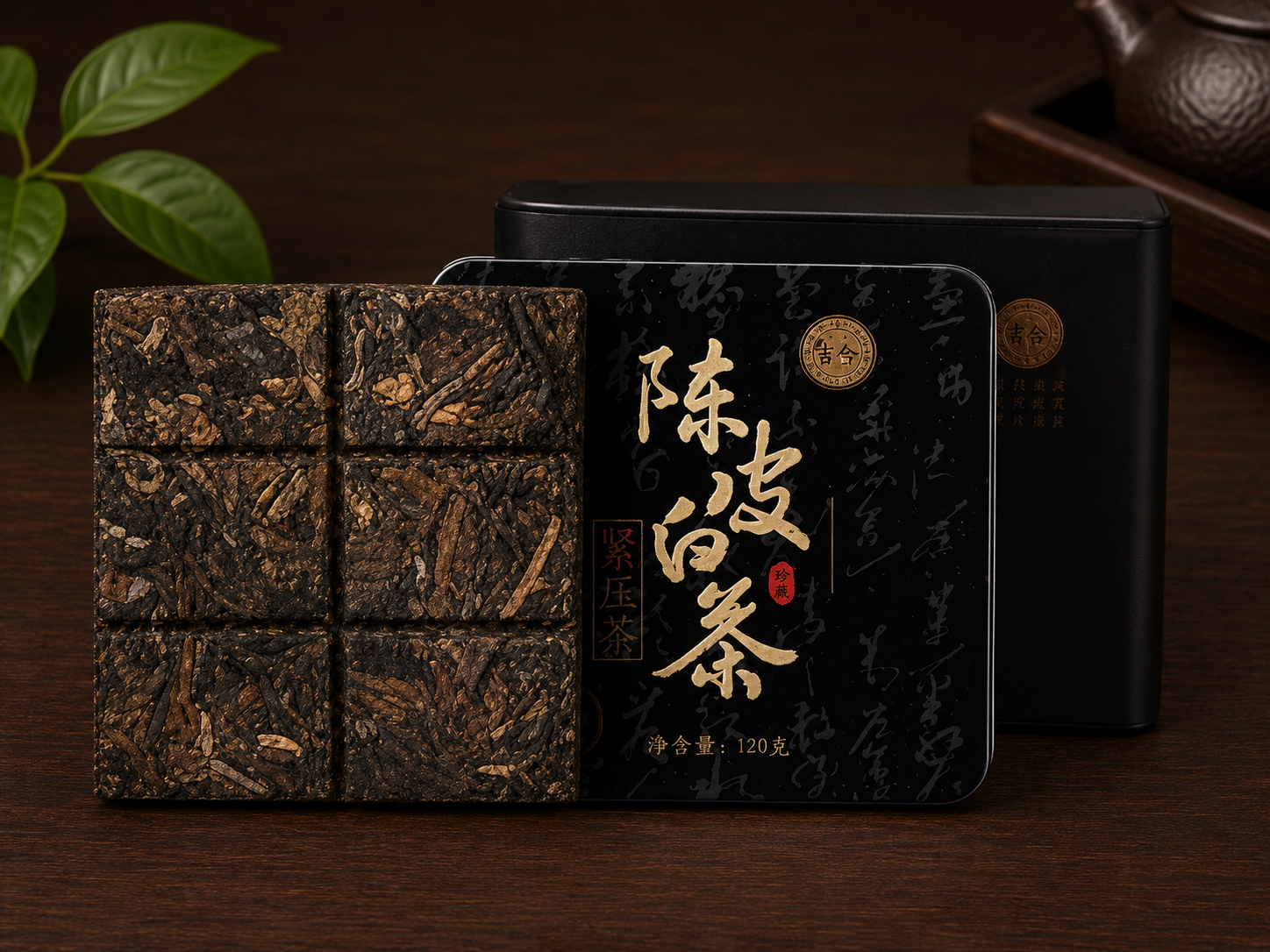 Белый чай Лао Шоу Мэй (Lao Shou Mei) с цедрой мандарина. Вес одной плитки 30 грамм
