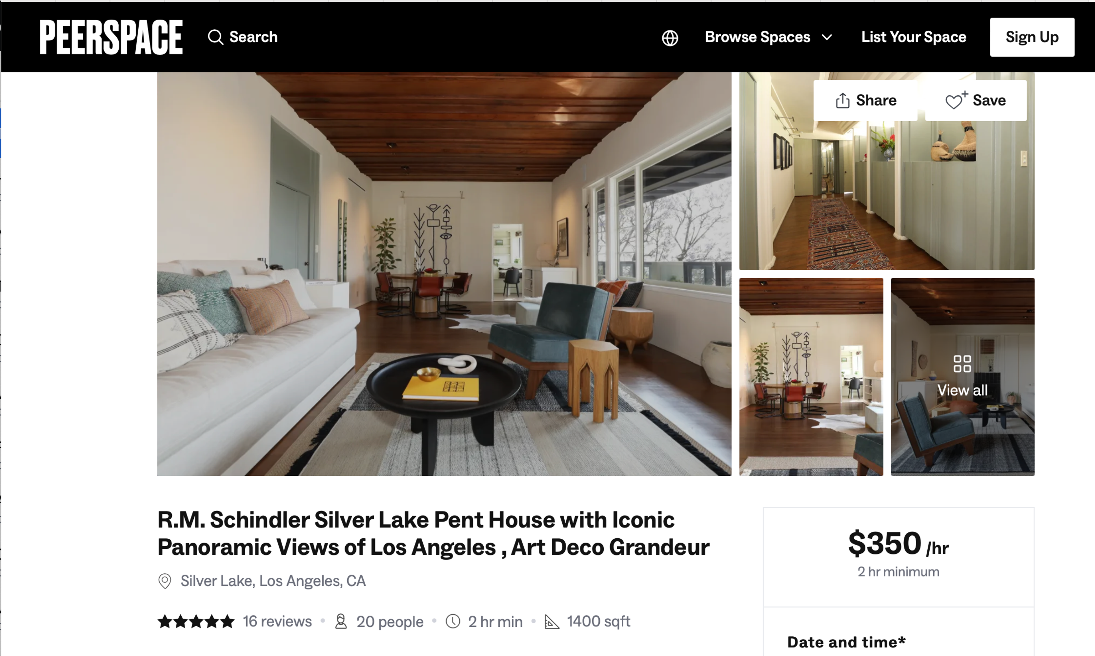 Screenshot of Sachs apartments' Peerspace listing