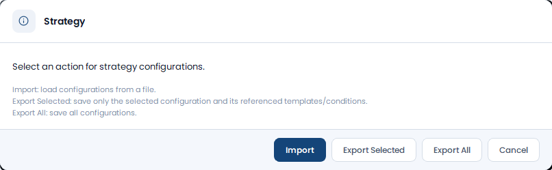Screenshot der OptionsApp, Import & Export von Konfigurationen: 4 Vollständige Konfiguration exportieren
