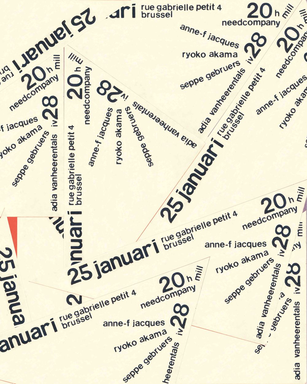 event poster for IV28: Anne-F Jacques & Ryoko Akama, Seppe Gebruers, Adia Vanheerentals