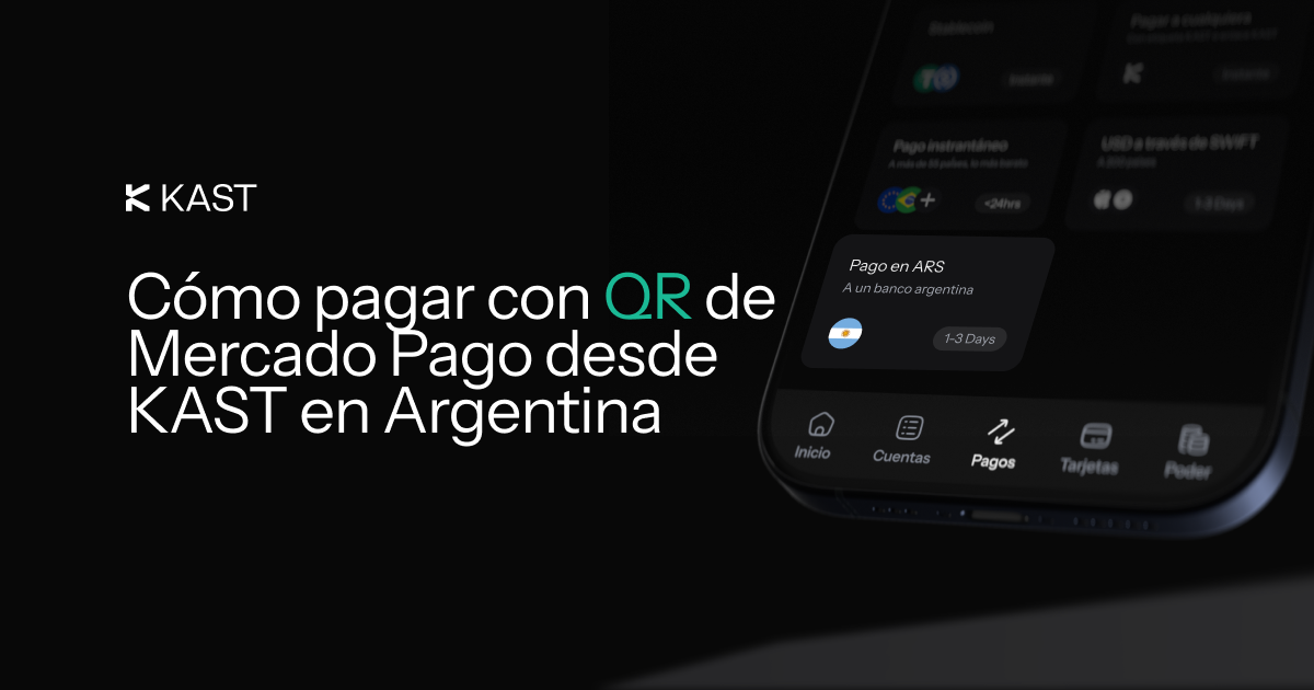Featured illustration for “Cómo pagar con QR de Mercado Pago desde KAST en Argentina”