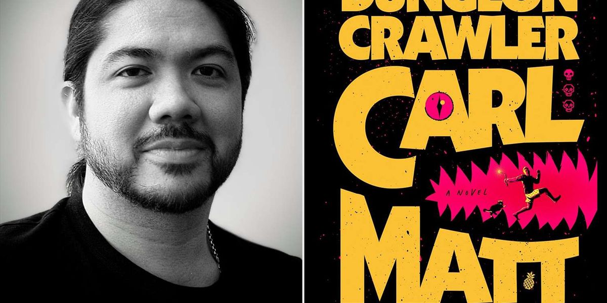 Headshot of Jeff Hays along with book cover of Dungeon Crawler Carl by Matt Dinniman