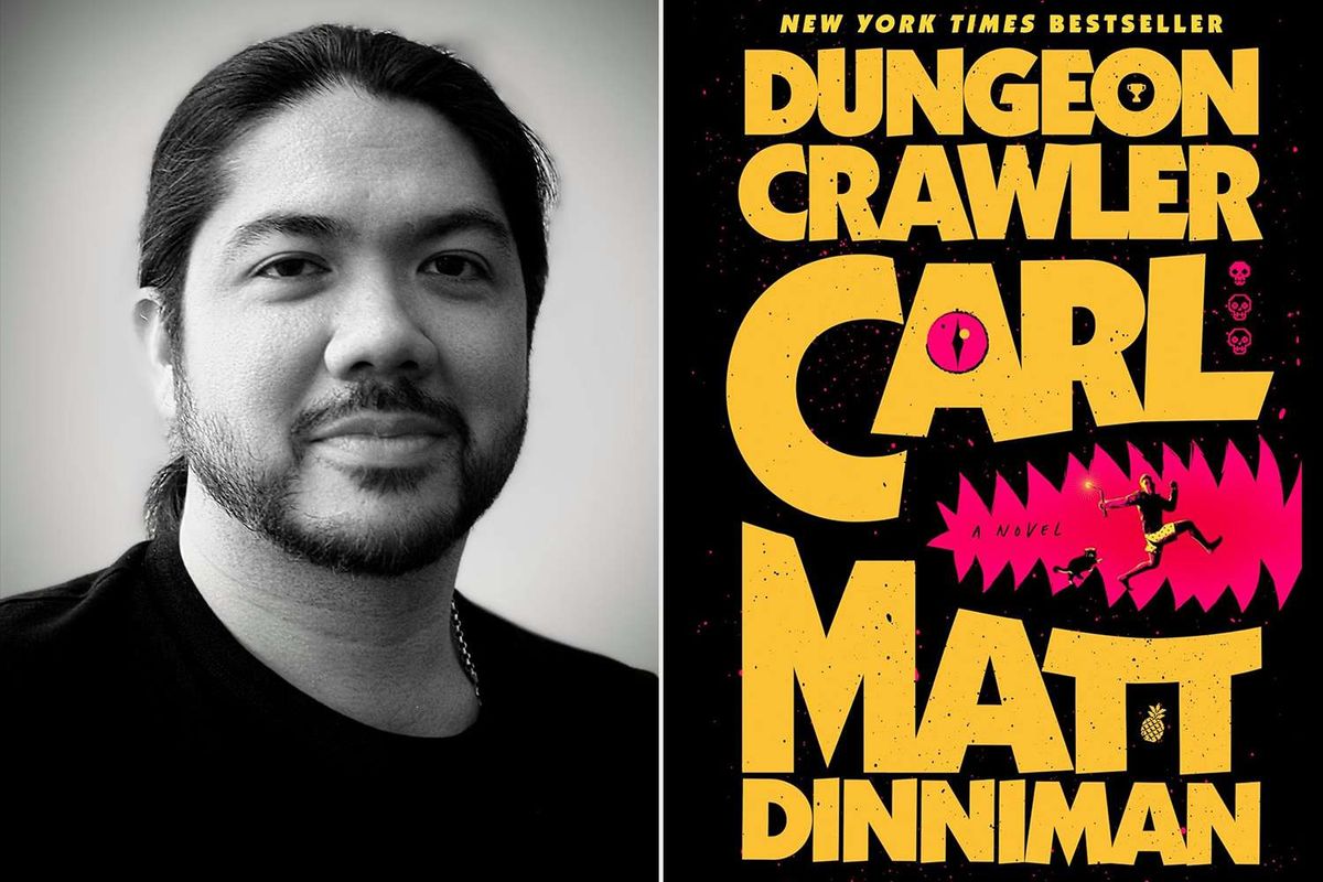 Headshot of Jeff Hays along with book cover of Dungeon Crawler Carl by Matt Dinniman