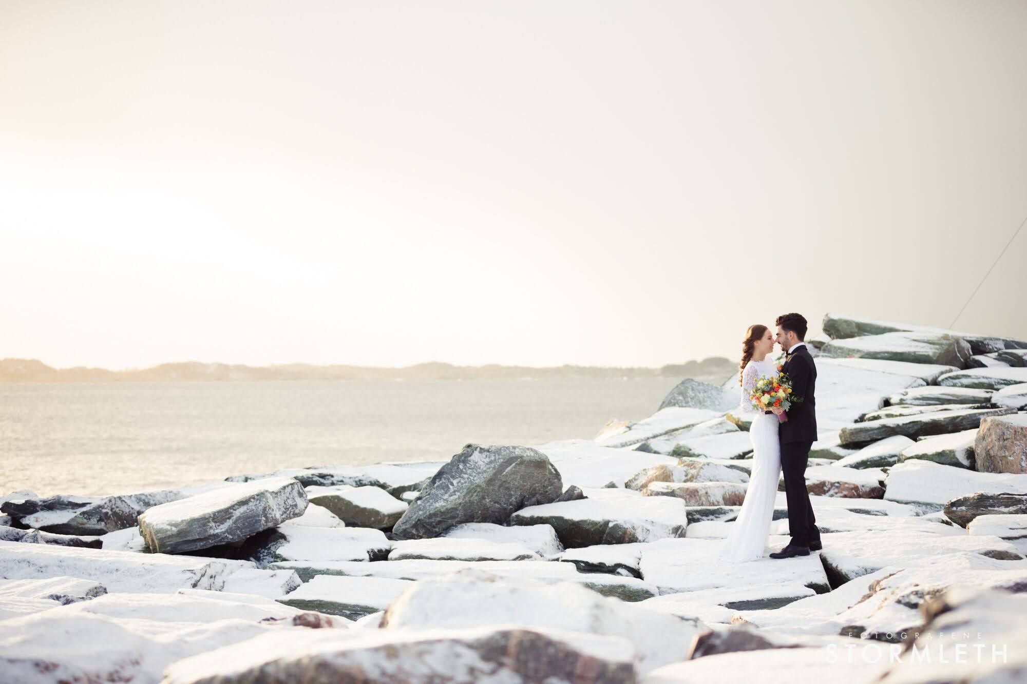 Winter wedding by the sea