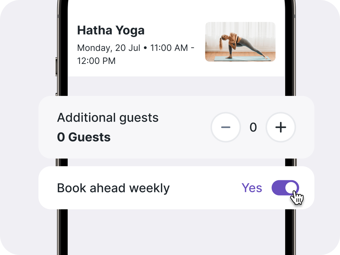 Book weakly button and add guests feature
