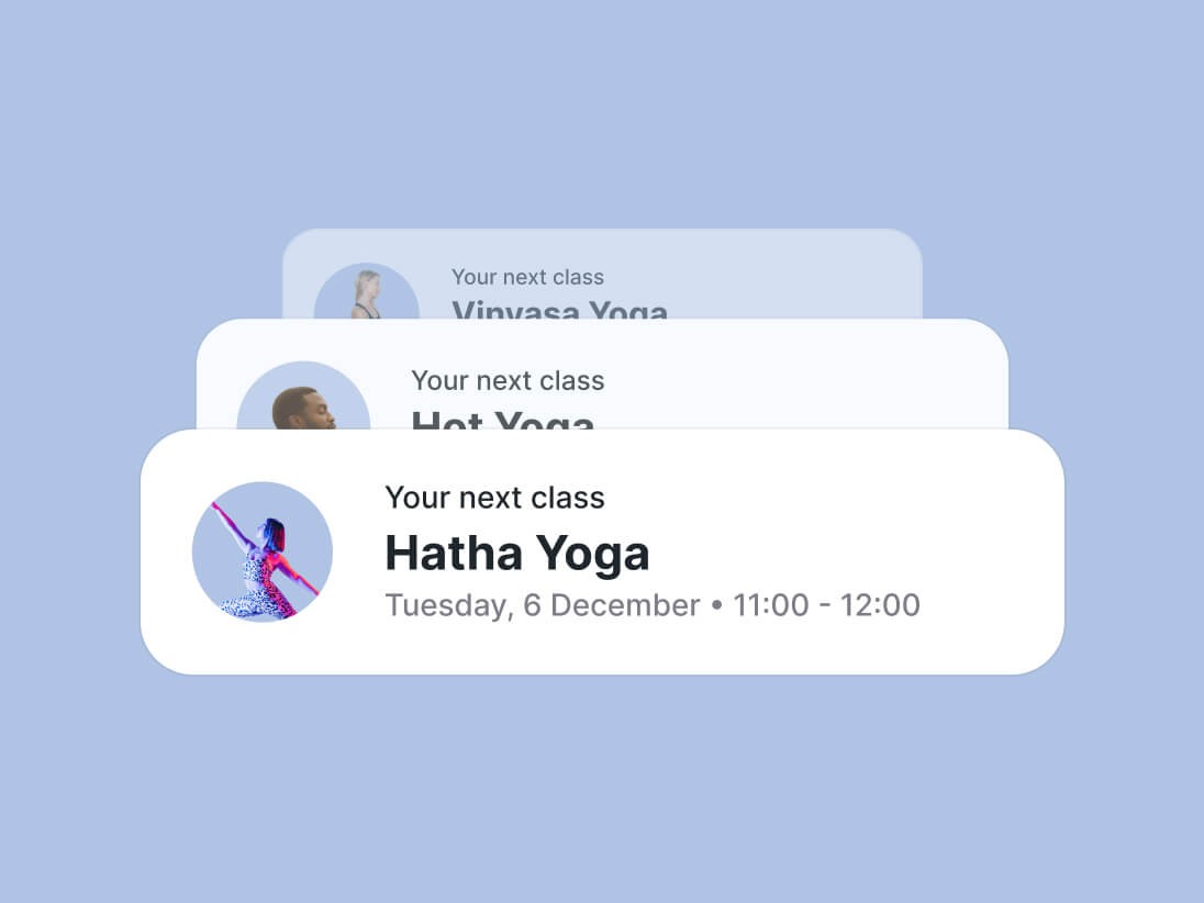 Klare Übersicht über anstehende Kurse und Buchungen für deine Yogis.