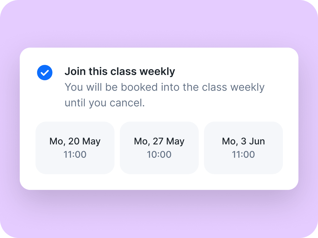 Join a class weekly feature