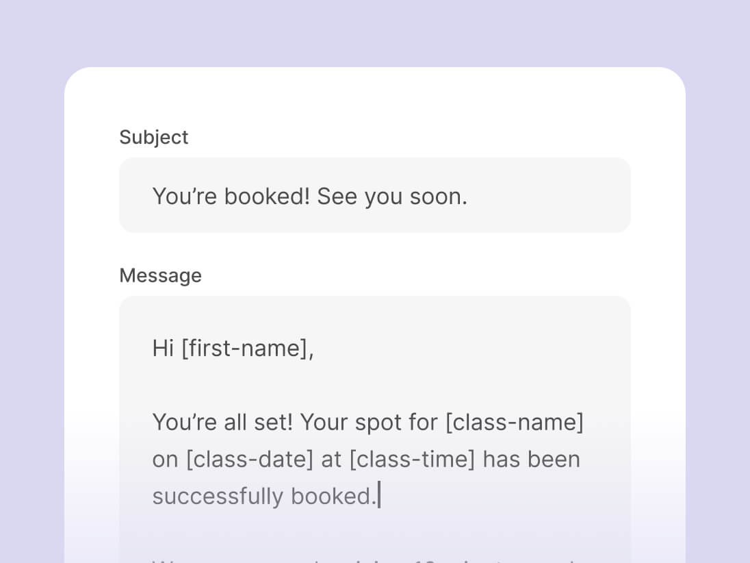 Personalisierte und angepasste E-Mail-Vorlagen für das Branding eines Yogastudios.