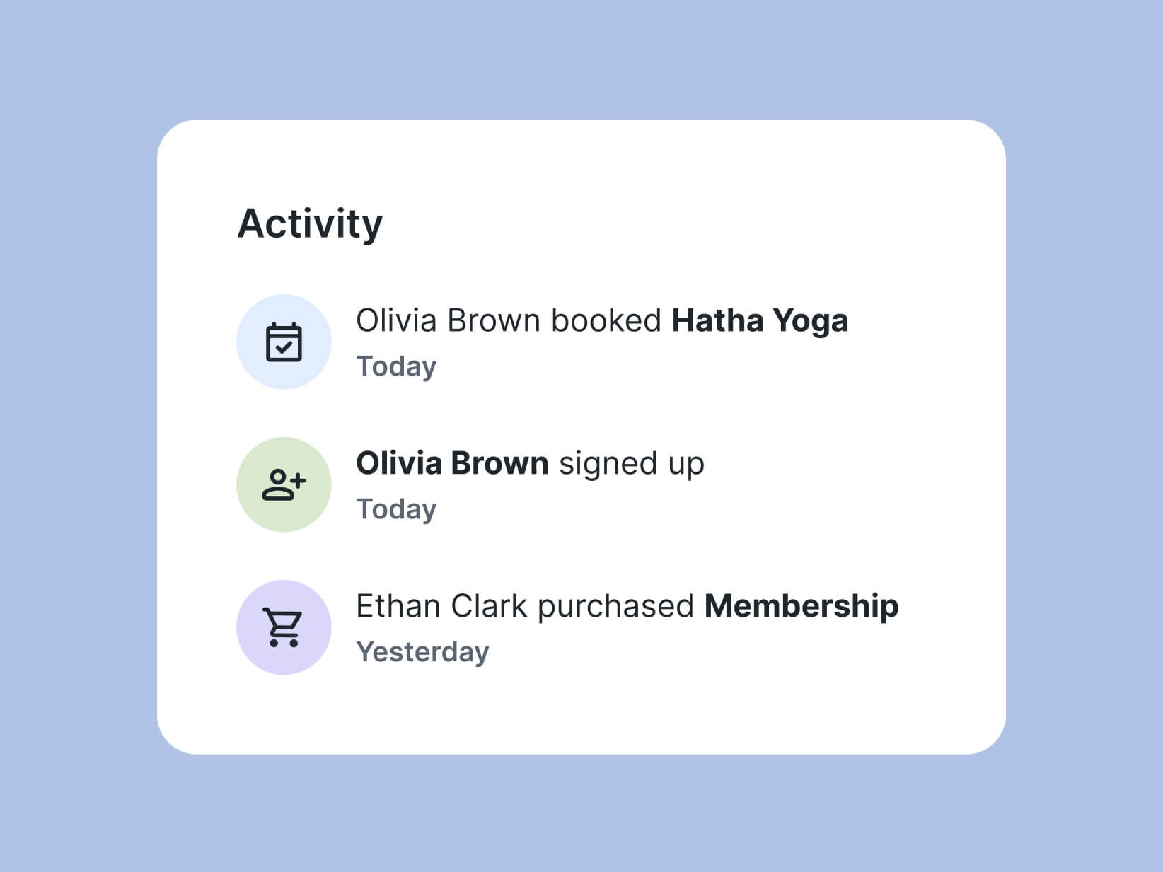 Echtzeit-Benachrichtigungen über Studioaktivitäten für Yogalehrer:innen.