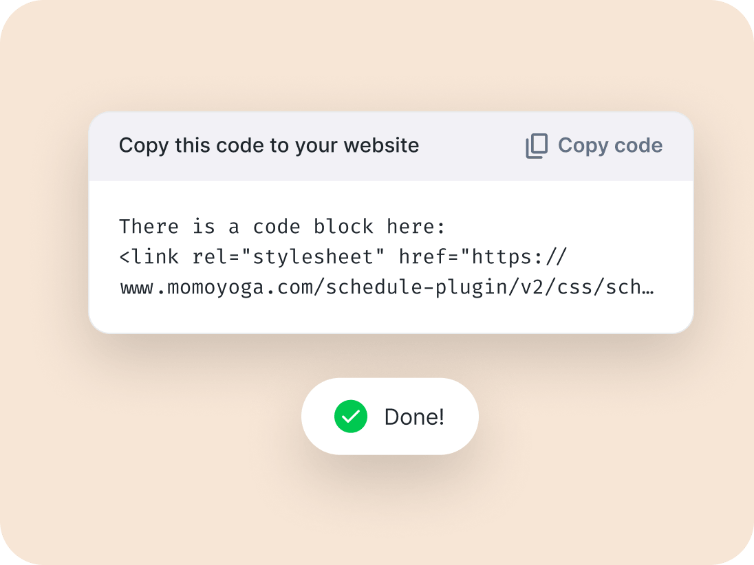 Copy code block website integration