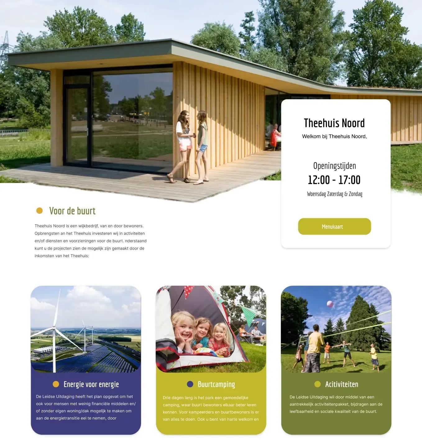 Screenshot van Theehuis noord website