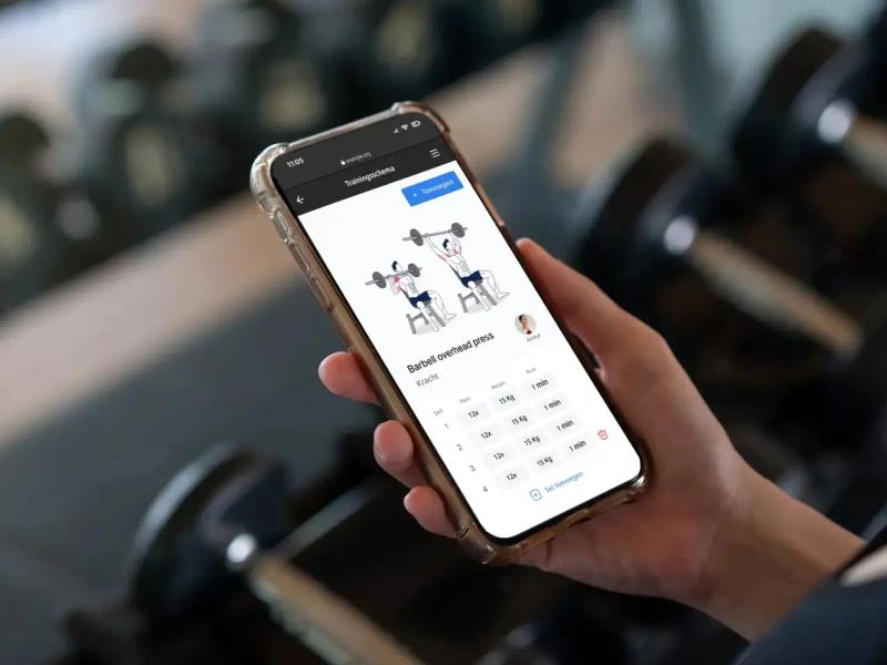 Mockup van een gym app prototype