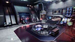Why Game Co-Development is the Secret Weapon of Modern Studios 2 Magic Media Co-Development. Futuristic laboratory environment featuring a central control station with curved holographic displays, a sleek server room glowing with red lights, and advanced equipment.