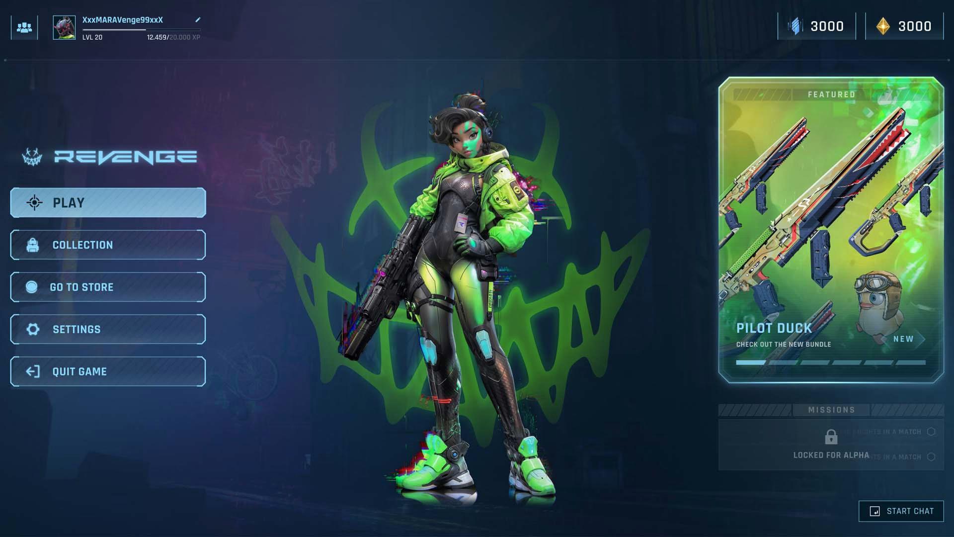 Revenge UI Art menu screen