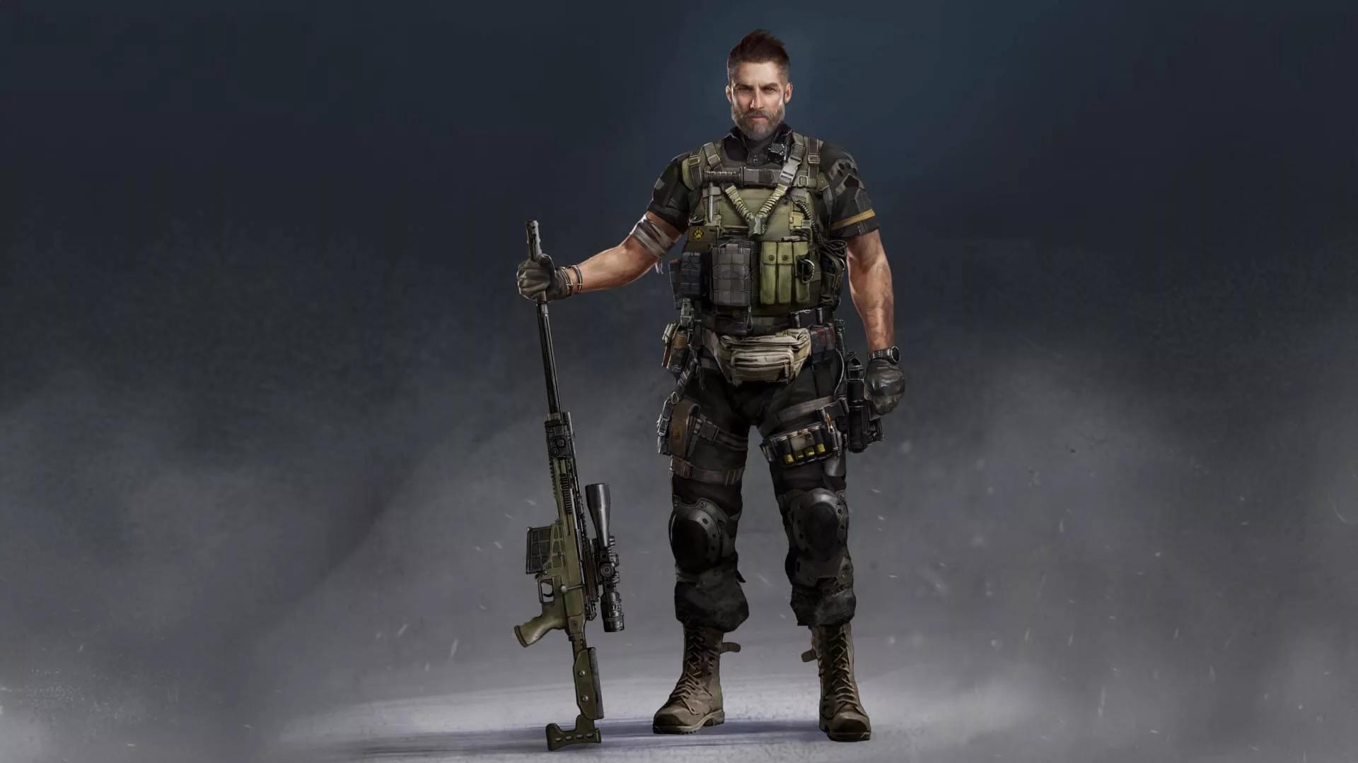 Magic Media Army Man in full gear holding a rifle