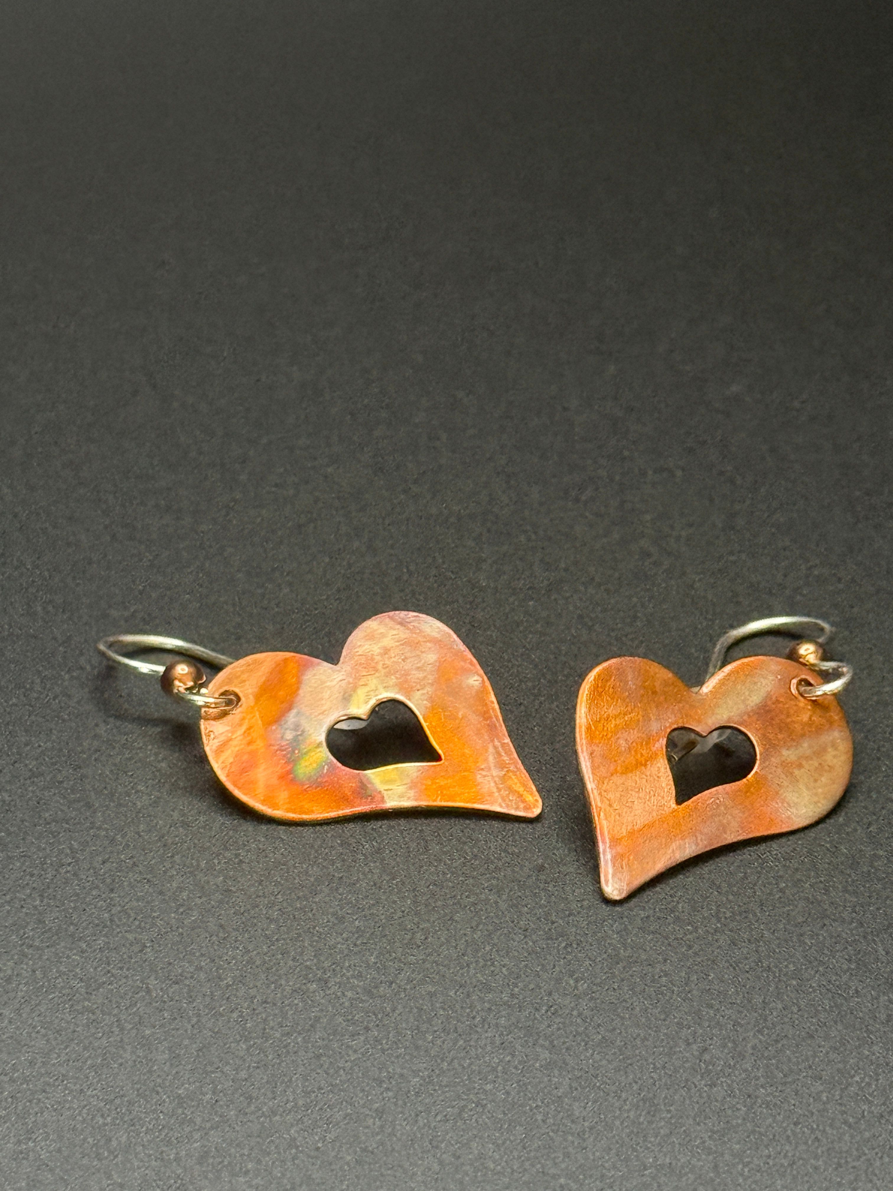 Copper Heart Earrings — view 2