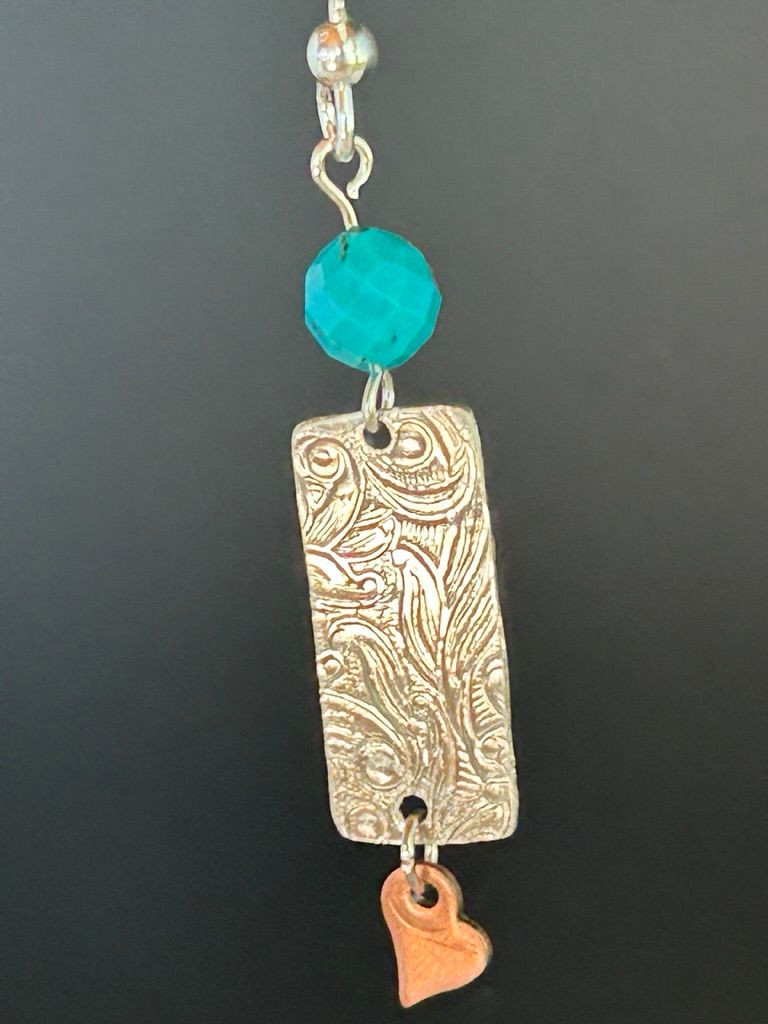 Turquoise Heart Earrings-view 2